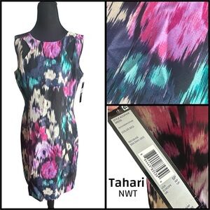 NWT Tahari Women's Vibrant Floral Watercolor Sleeveless Midi Dress Size 6P